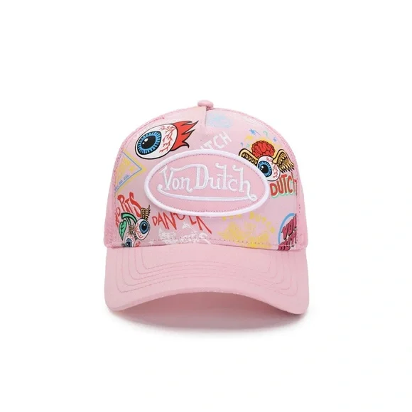 Von Dutch Accessories Von Dutch Pink Jax All Over Truck Hat